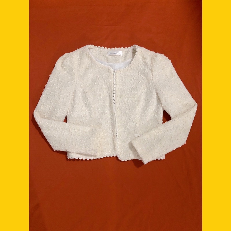 Áo Khoác Dạ Màu Trắng Kem [ Si Boutique ]