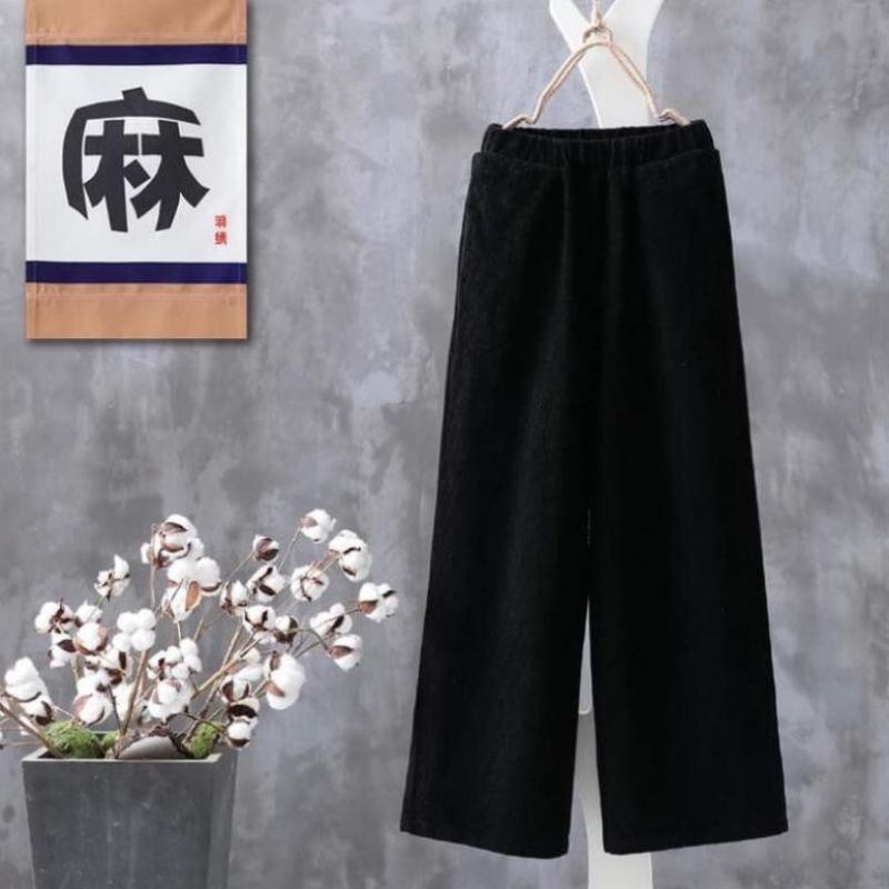 Quần sớ nhung cạp chun ống rộng suông dài