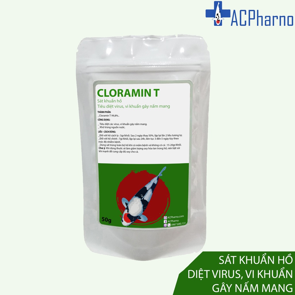 Cloramin T -  Chống nấm mang , vệ sinh bể cá - Dành cho cá koi, cá vàng, cá cảnh Chloramine T ACPharno