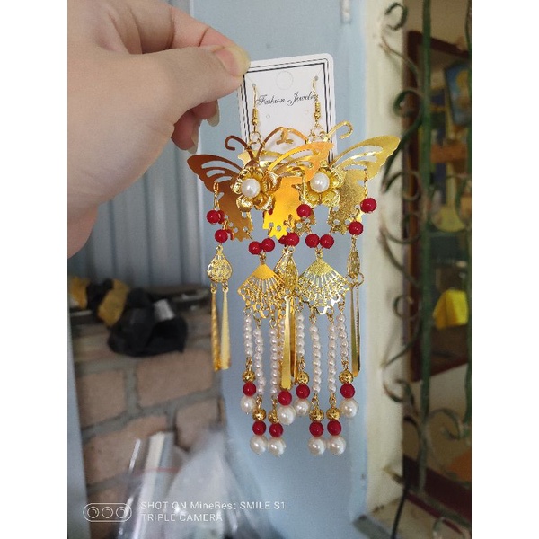 Đủ màu khuyên tai bông tai cổ trang hầu đồng mẫu lớn