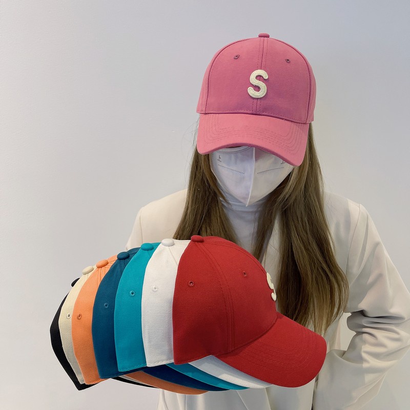 S Mũ Lưỡi Trai Cứng Màu Hồng In Chữ Phong Cách Hàn Quốc Dễ Phối Đồ Thời Trang Xuân Hè Dành Cho Bạn Nữ