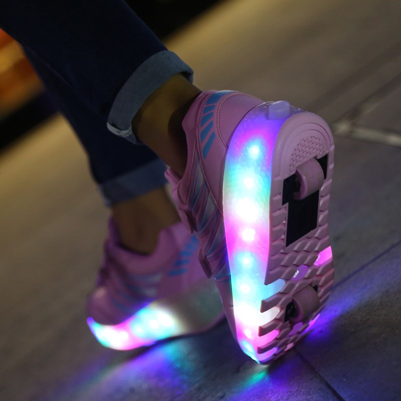 Giày trượt patin YOZOH 2 bánh xe có đèn led size 35-43