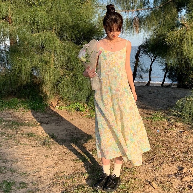 Đầm Hai Dây Mùa Hè Phong Cách Pháp Cho Nữ