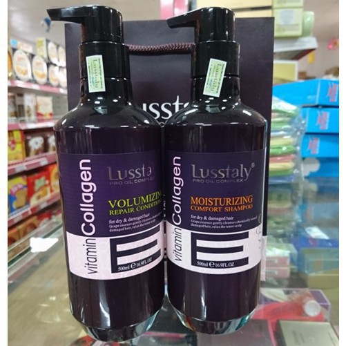 LUSSTALY- Cặp Dầu Gội Dầu Xả Dưỡng Ẩm Phục Hồi Kích Thích Mọc Tóc Lusstaly Vitamin E 500ML