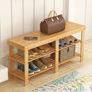 Kệ giày tre có thể ngồi chiều dài 90cm, kệ tre cao cấp
