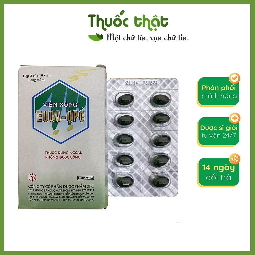 Viên Xông Euca-opc Hộp 20 Viên (Dùng cho cảm mạo,cảm cúm,sát trùng mũi họng)