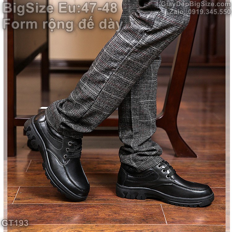Giày da công sở, giày tây big size cỡ lớn Eu:47-48 cho nam chân to (Form rộng ngang, mũi tròn, đế dày êm) - GT193