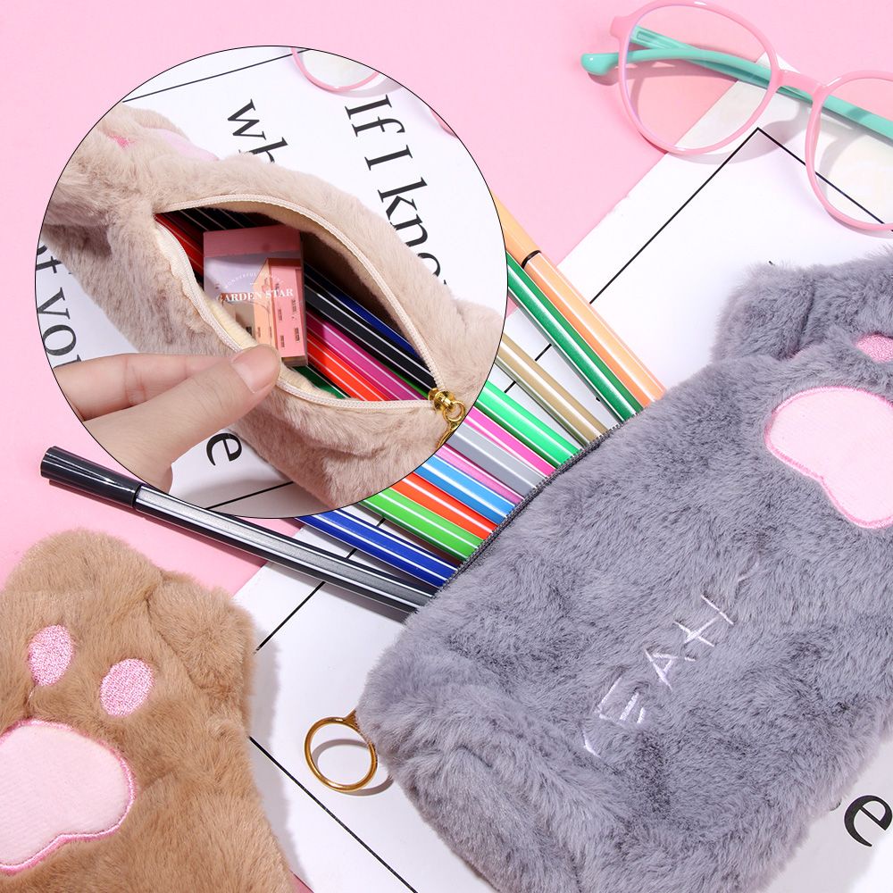 Túi đựng bút hình chân mèo nhồi bông dễ thương