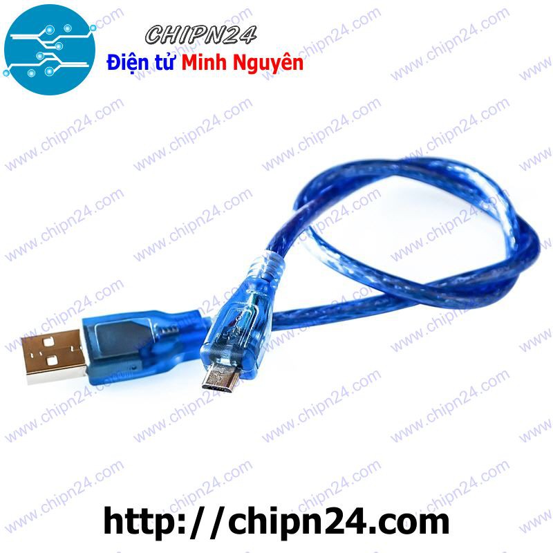 [1 SỢI] Dây USB Micro 30CM Xanh