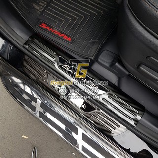 Hyundai Santafe 2021 - Bộ Ốp bậc cửa, Nẹp bước chân carbon, cacbon
