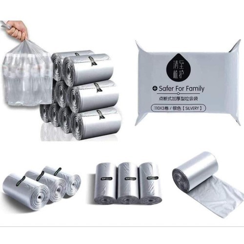 TÚI ĐỰNG RÁC TỰ TIÊU MÀU BẠC CUỘN 110 CÁI [RẺ SẬP SÀN]