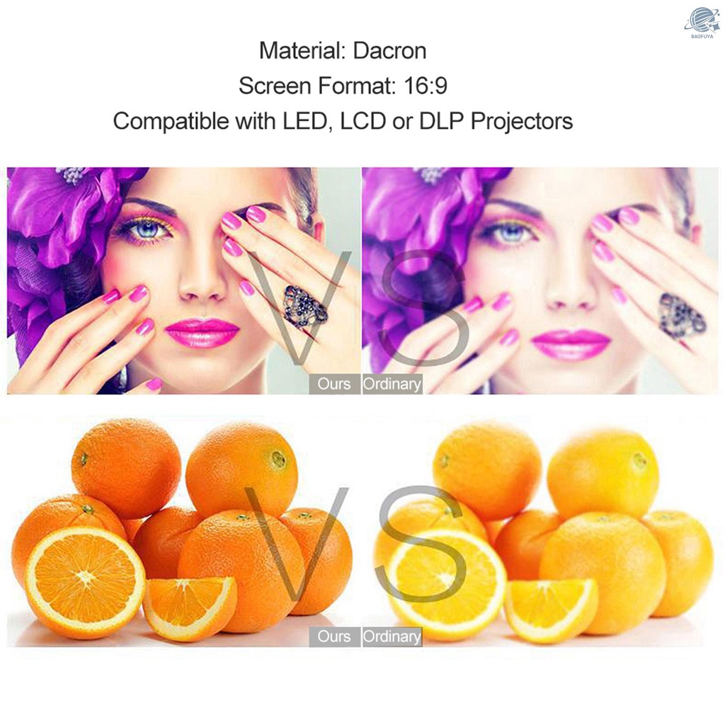 Màn chiếu treo tường BF H60 60” HD 16:9 có thể gập lại cho rạp hát tại nhà/văn phòng/trong nhà/ngoài trời