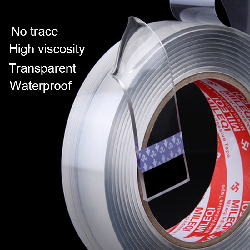 Cuộn Băng Keo Hai Mặt Nano Dày 2mm Dài 5M Không Để Lại Dấu Vết Có Thể Tháo Rời