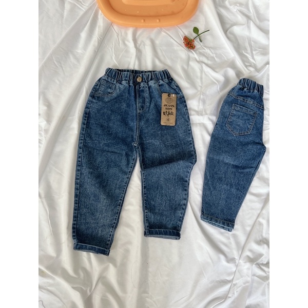 Quần Jeans Cho Bé , Quần Jeans Cạp Chun Dáng Baggy Màu Xanh Cho Bé - Nhà Cam