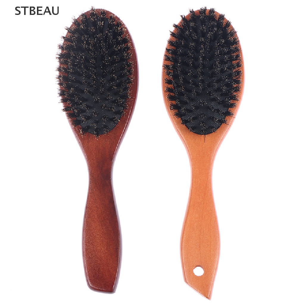 [Hàng mới về] Lược chải râu tay cầm bằng gỗ đầu bằng lông lợn rừng giúp gỡ rối làm suôn mượt râu tiện dụng