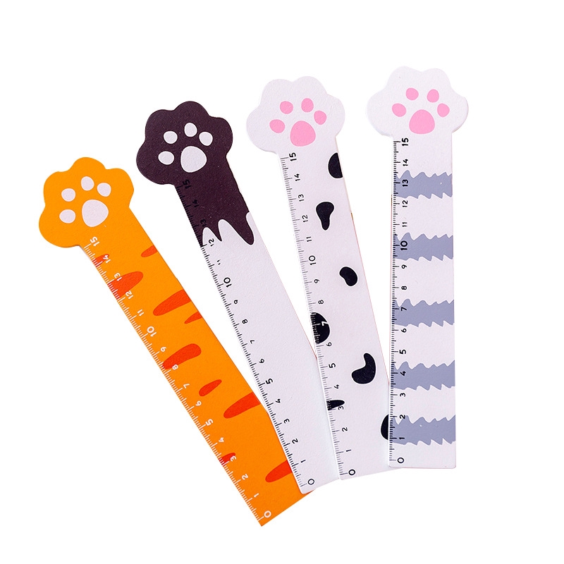 1 Thước Gỗ Hình Dấu Chân Mèo Hoạt Hình 15cm