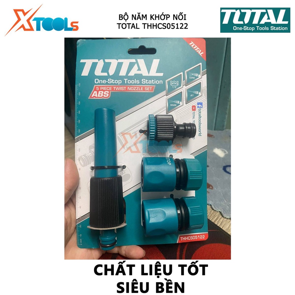 Bộ năm khớp nối TOTAL THHCS05122 khớp nối vòi xịt rửa gồm 2 đầu nối nhanh 1/2'' nhựa và 1 khớp nối 1/2 inch
