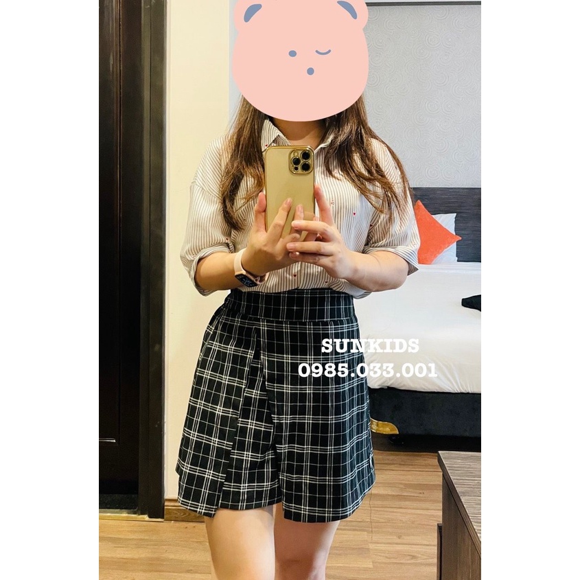 Quần sooc giả váy caro kẻ đen (19-38kg)