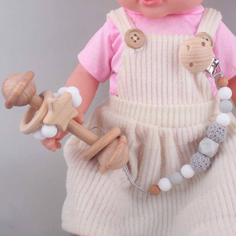 Set 3 Món Gồm Vòng Tay Kẹp Núm Vú Giả + Kẹp Tóc Cho Bé Sơ Sinh