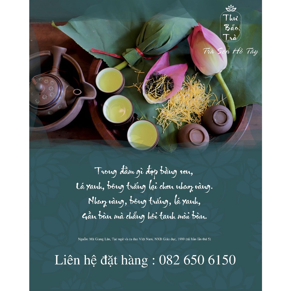Set hộp quà tặng biếu 10 bông Trà Sen Hồ Tây ướp nguyên bông sang trọng Thư Bảo Trà