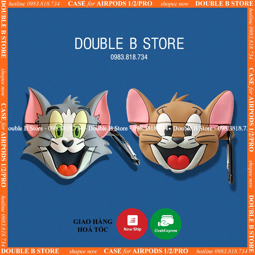 Ốp case airpods 1/2 3 PRO Tom &amp; Jerry siêu vui nhộn đáng yêu Double B Store 1021 CACJ