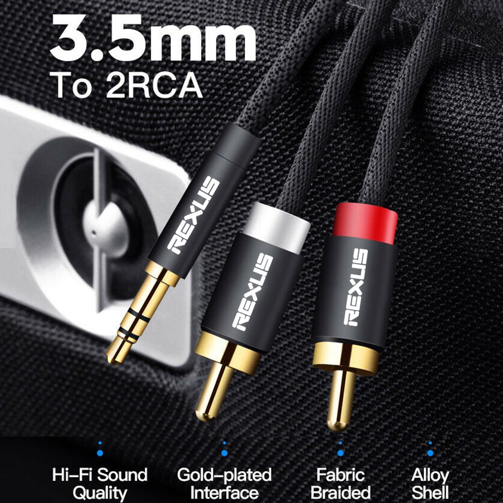Cáp chuyển đổi âm thanh chữ Y REXLIS 3.5mm sang 2 RCA