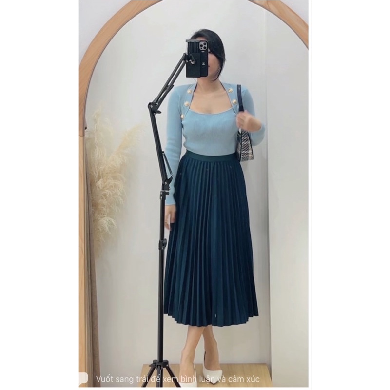 ( Ảnh thật ) A10130 Áo len cổ vuông cúc đồng | BigBuy360 - bigbuy360.vn