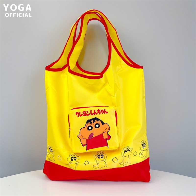 Túi Tote Đeo Vai In Hoạt Hình Shin-Chan Xiaobai Zuoguemon Dạng Gập Chống Thấm Nước Thân Thiện Với Môi Trường