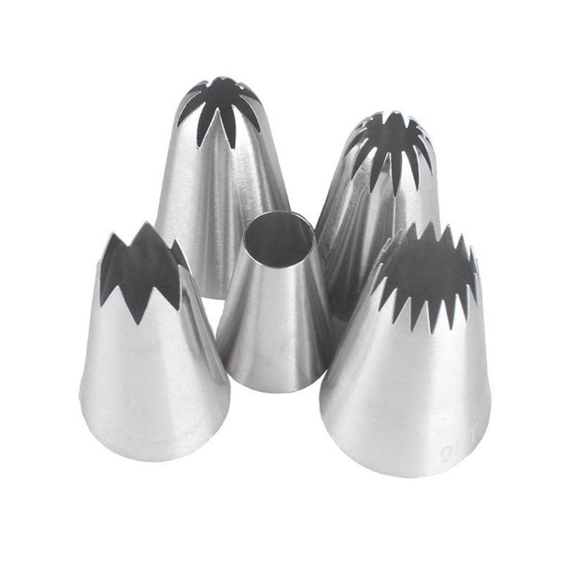 be> 5Pcs/Set Icing Nozzles Cake Decorating Piping Cookie Cream Sizing Tip Stainless Steel DIY Baking Tools Supplies