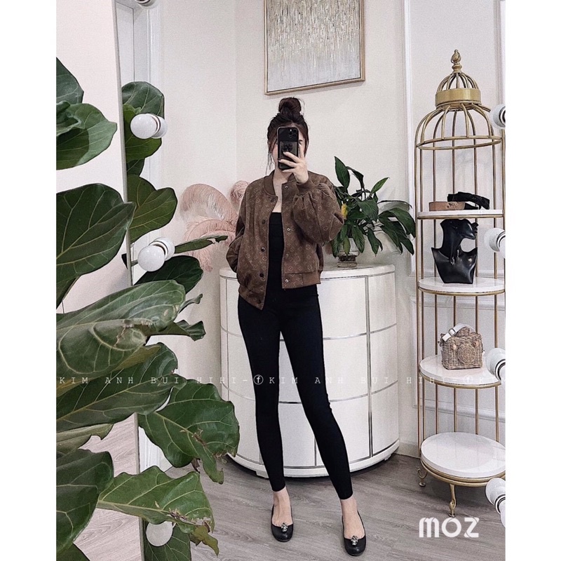 Áo khoác da lộn Lv màu tây