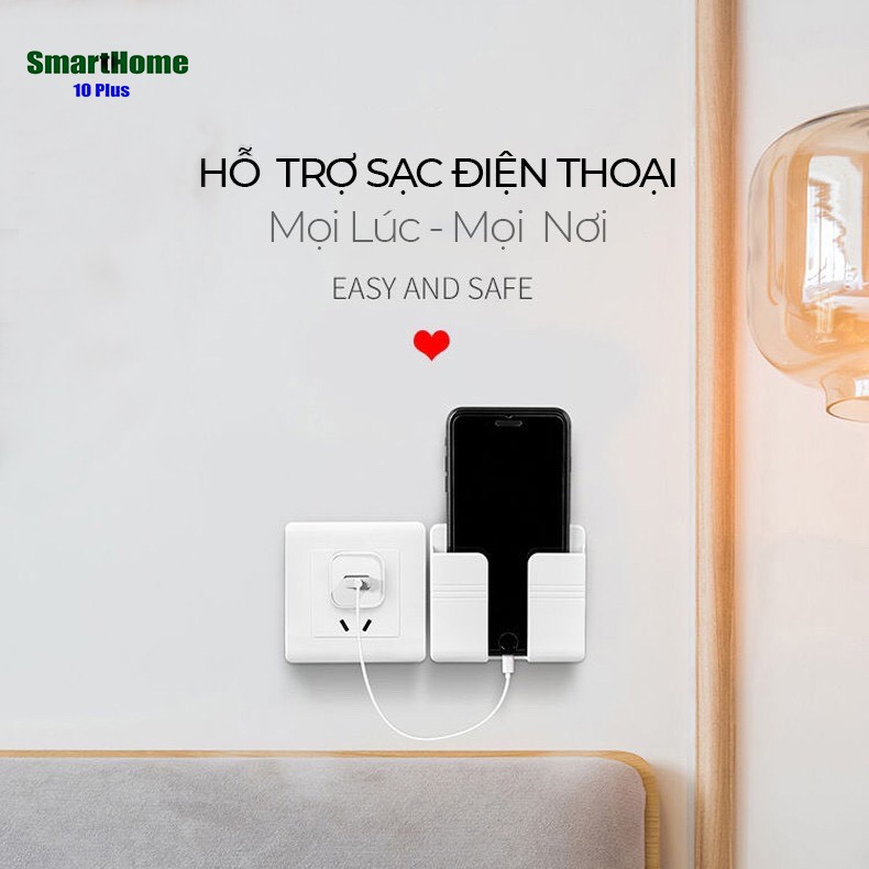 Giá đỡ điện thoại dán tường, Khay để điện thoại khi sạc, Đựng Remote (Có Sẵn Miếng Dán) | BigBuy360 - bigbuy360.vn