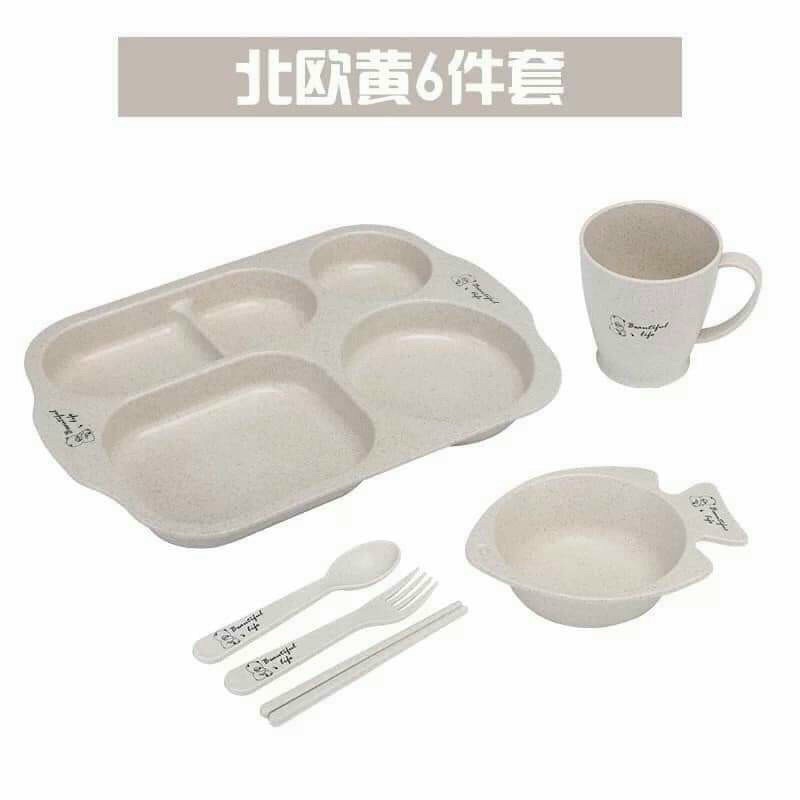 Khay lúa mạch kèm cốc đựng thức ăn tiện lợi
