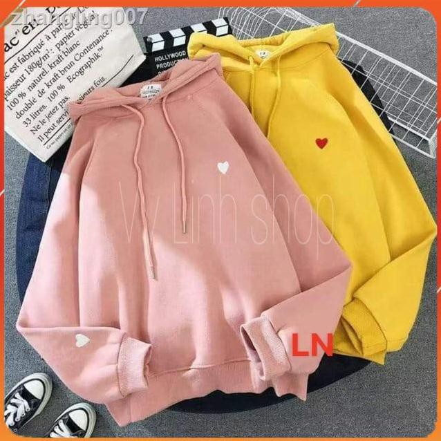 Áo hoodie unisex ❤FREESHIP❤áo nỉ bông in hình tim tay ngực