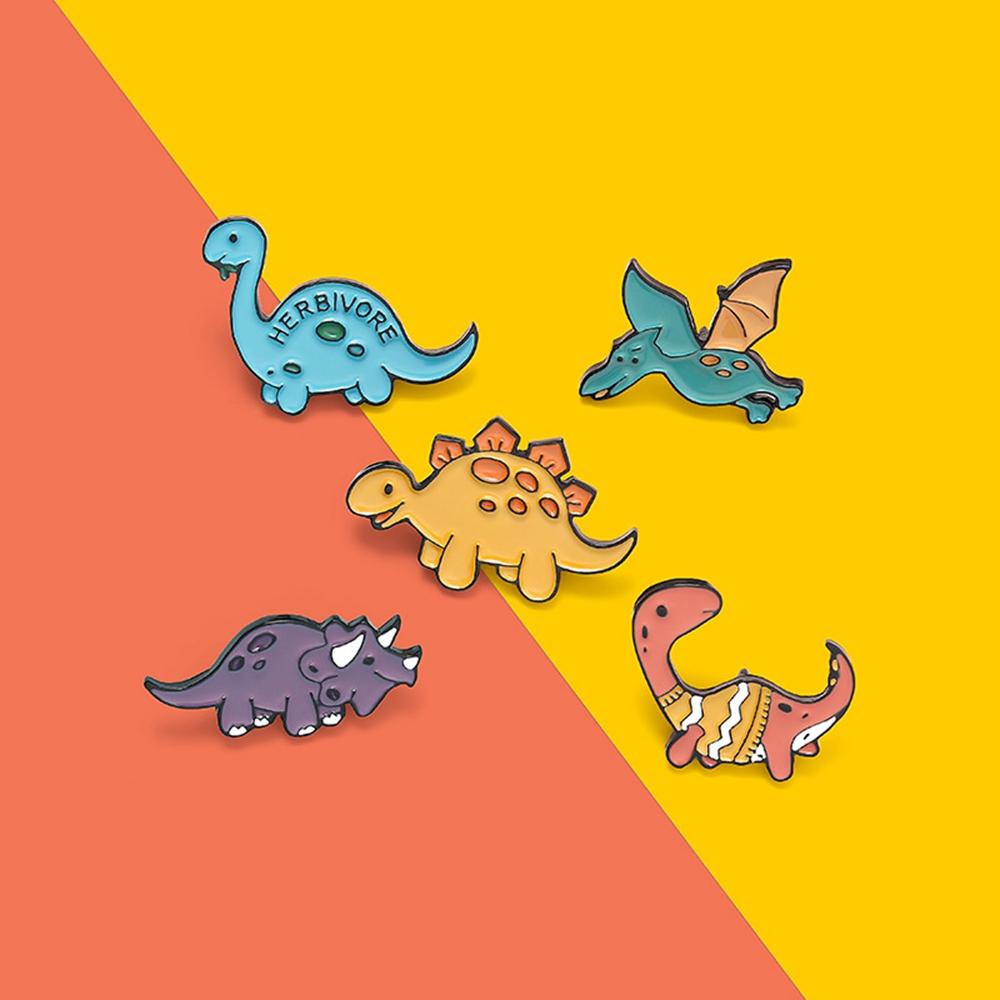 OKDEALS Fashion Cartoon Brooches Animal Brooch Metal Badges Enamel Pin Animal Badges Cute Dinosaur For Student Gifts Lapel Pin