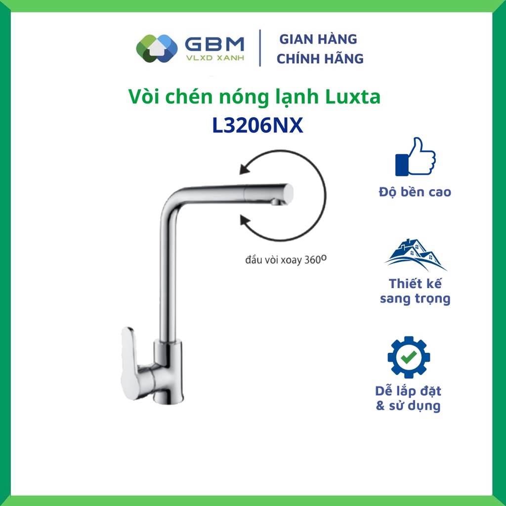 [Mã BMBAU300 giảm 10% đơn 499K] Vòi Chén Nóng Lạnh Luxta L3206NX -VLXD XANH