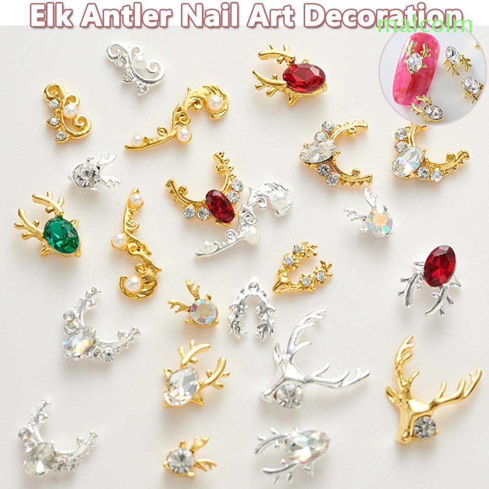 Set 10 Phụ Kiện Trang Trí Móng Tay Hình Sừng Hươu 3D Sang Trọng Diy