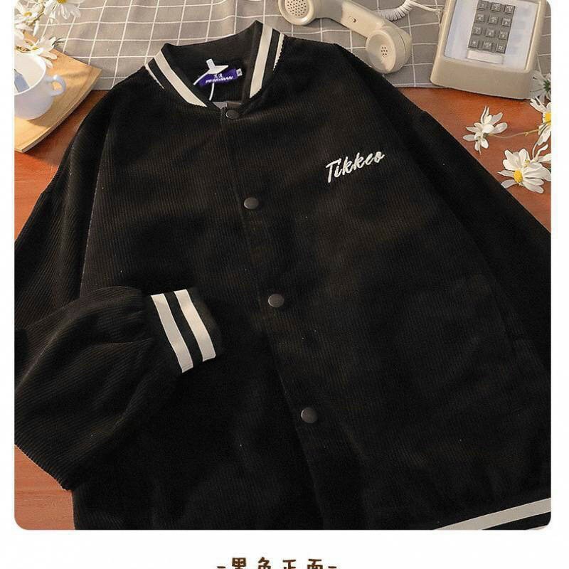 Áo VarsityJacket áo bomber chất nhung tăm nỉ TIKKEO nam nữ khoác ngoài dày dặn form rộng unisex