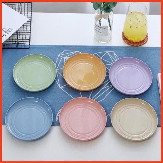 Đĩa đựng trái cây mang đi du lịch, dã ngoại, Đĩa chất liệu lúa mạch an toàn màu pastel  - DLM