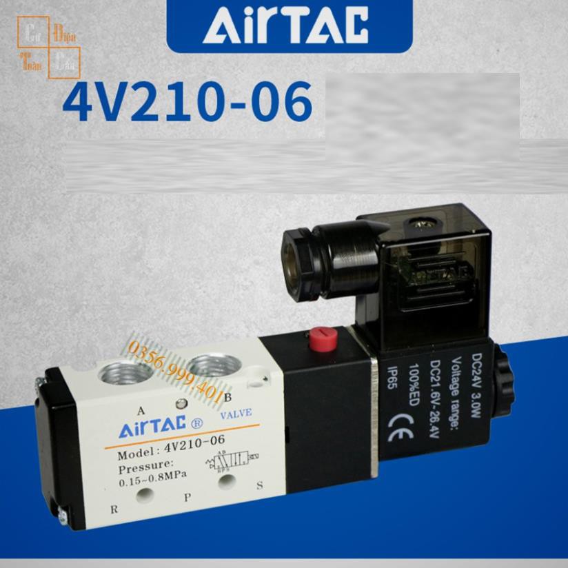 Van điện từ Airtac 4V210-06, Van khí nén, Van chia khí 4V210-06 ( Van 5/2 ) 220VAC 24VDC 110VDC , 12VDC Solenoid Valve