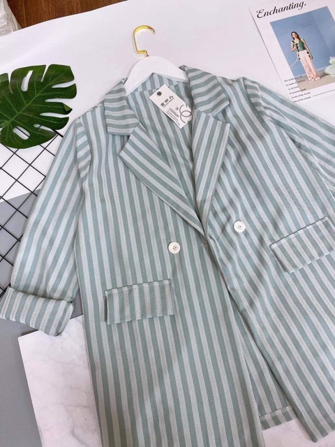 ÁO VEST-BLAZER KẺ XANH MINT VNXK | BigBuy360 - bigbuy360.vn