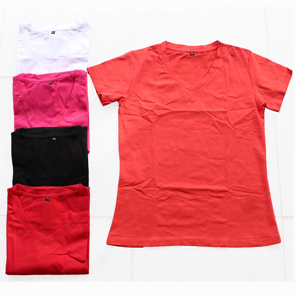 Áo thun nữ cổ tim trơn Depstyle PT8 vải thun Cotton 4 chiều mặc mát