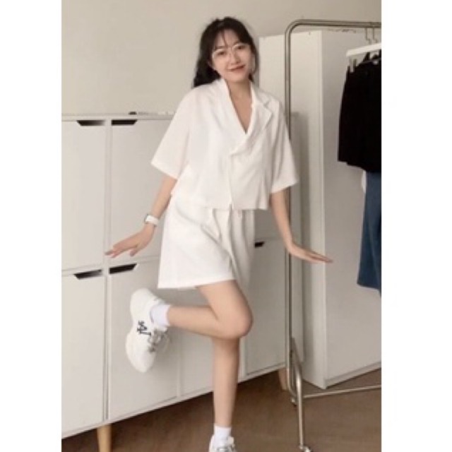 Sét blazer vest đũi quần đùi năng động Bộ vét nữ