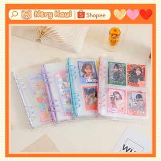 Sổ còng đựng card - Binder A5 trong suốt còng màu , sổ 6 còng màu pastel