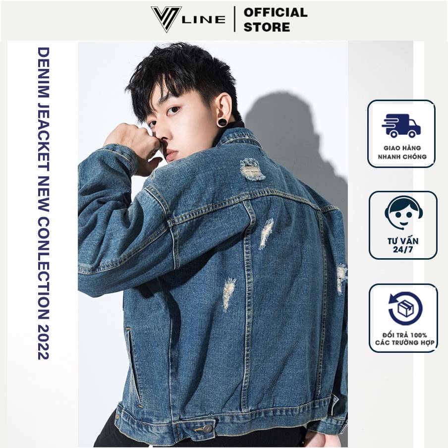 Áo khoác jean cao cấp, demin jacket nam phong cách năng động VNLINE - LABB211