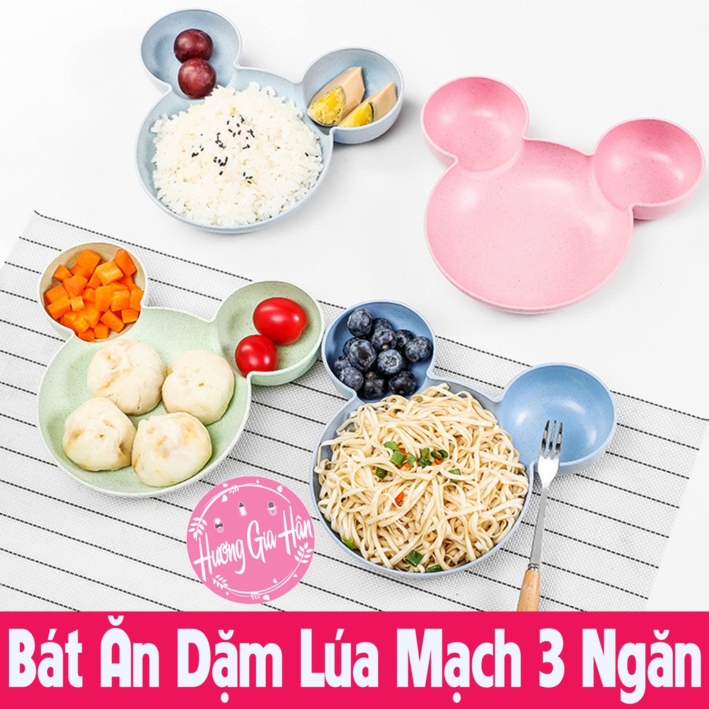 Bát Ăn Dặm Lúa Mạch Chia 3 Ngăn Hình Mickey Cho Bé - goodbaby, luvamo, hanhdecal, shop mẹ xôi