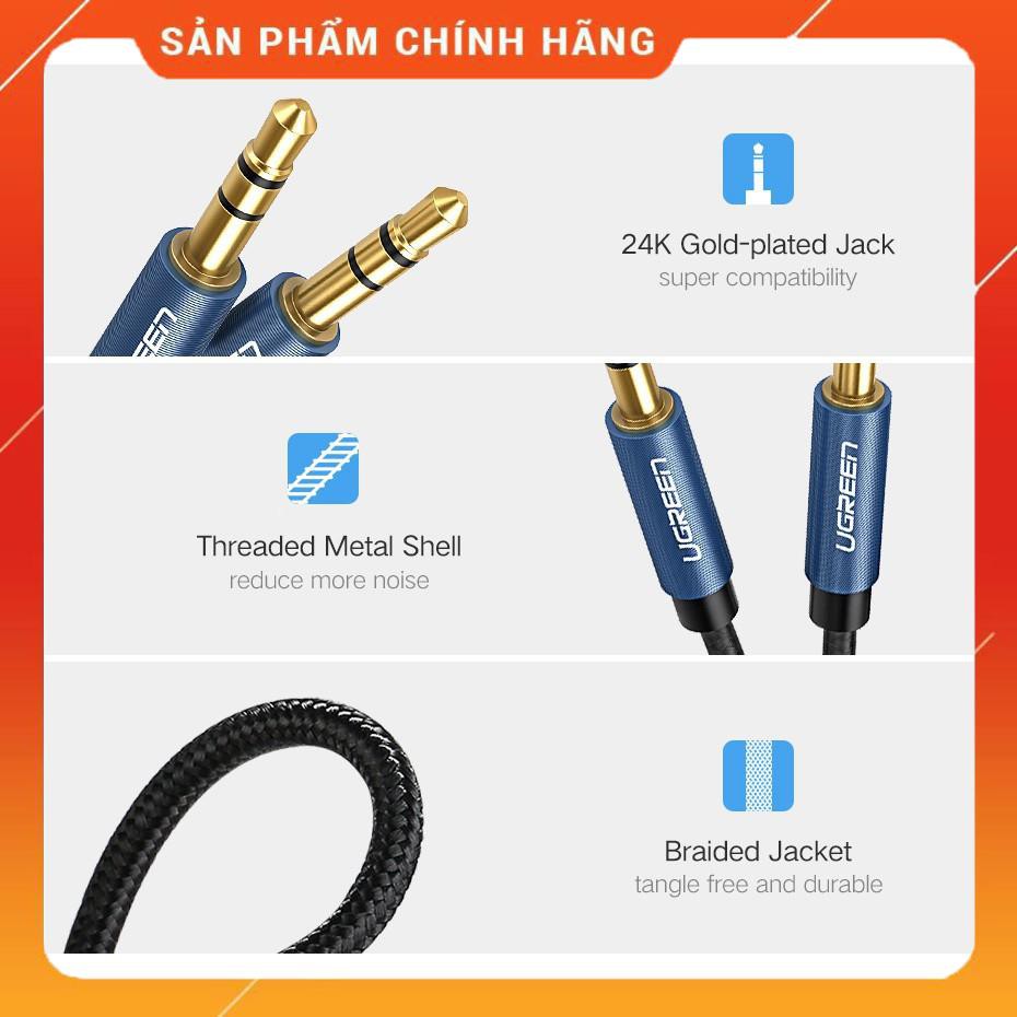 Dây 3.5mm bện vải sợi tổng hợp, màu xanh tím than UGREEN AV112 dailyphukien