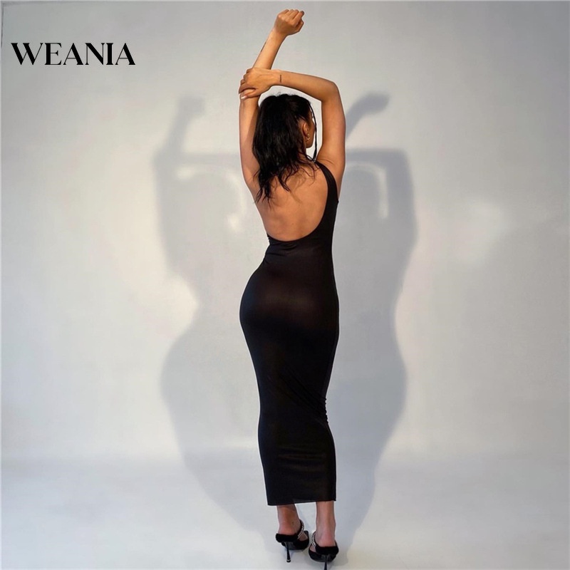 Đầm Dài Hở Lưng Màu Trơn Quyến Rũ Thời Trang Dành Cho Nữ