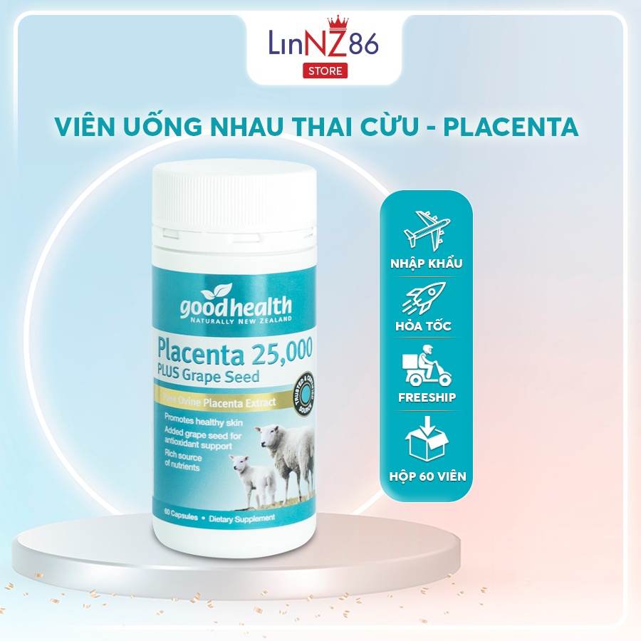 Viên uống nhau thai cừu Goodhealth Placenta 2500 hộp 60 viên- Đẹp da- Giảm thâm nám- Phục hồi làn da