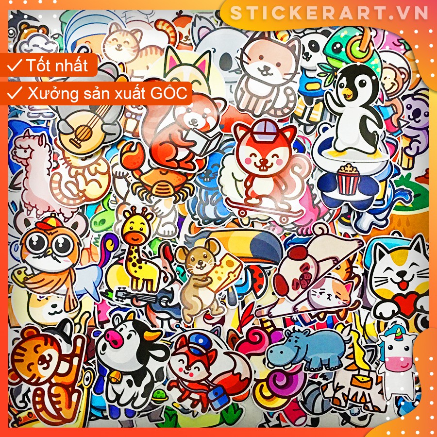 [KAWAII ĐỘNG VẬT] 122 Sticker chống nước/trang trí,dán xe laptop mũ bảo hiểm vali...