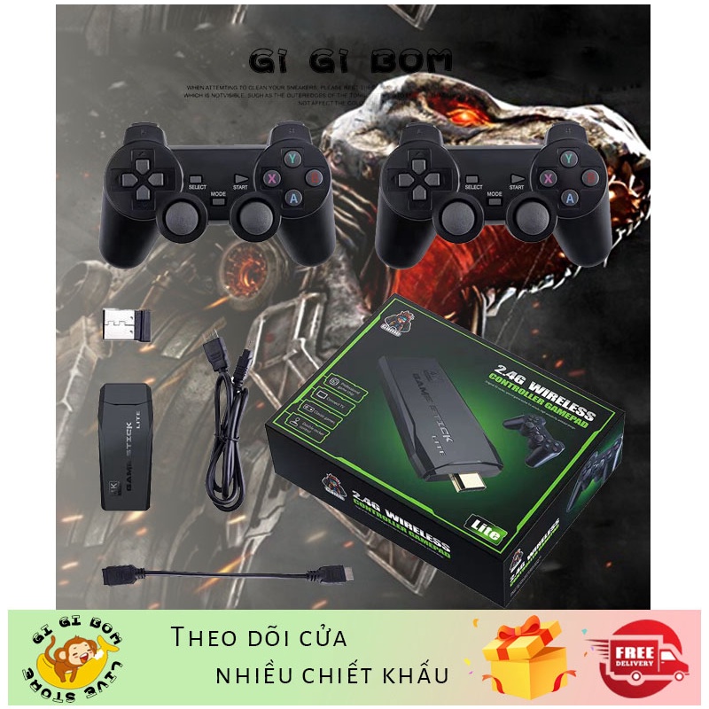 GiGiBomstoreMáy Chơi Game Điện Tử Game Stick HDMI 3000+/10000+Trò Chơi Kết nối HDMImáy tínhTặng kèm thẻ nhớ TF 32Gb/64Gb
